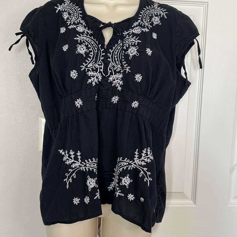Embroidered Black Women's Top